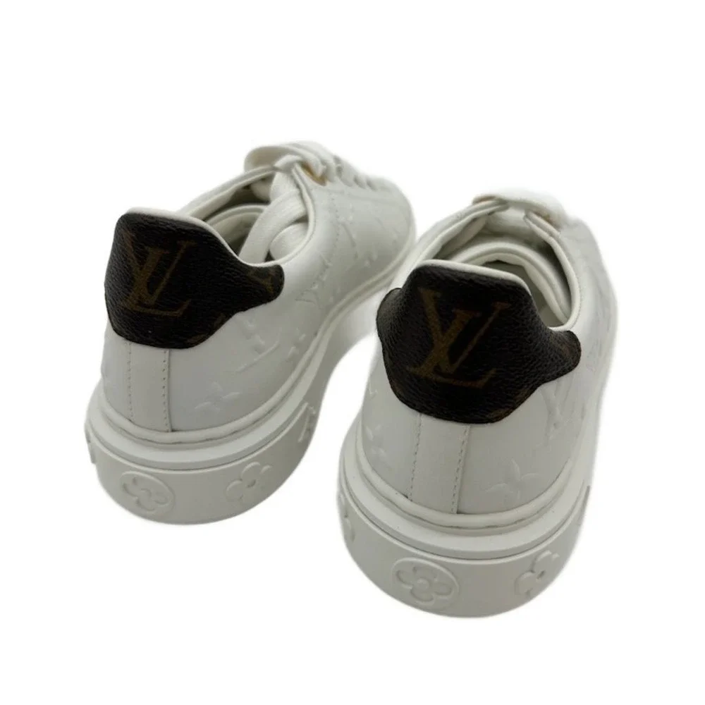 Louis Vuitton White Leather Platform Sneakers with Black Heel Tab